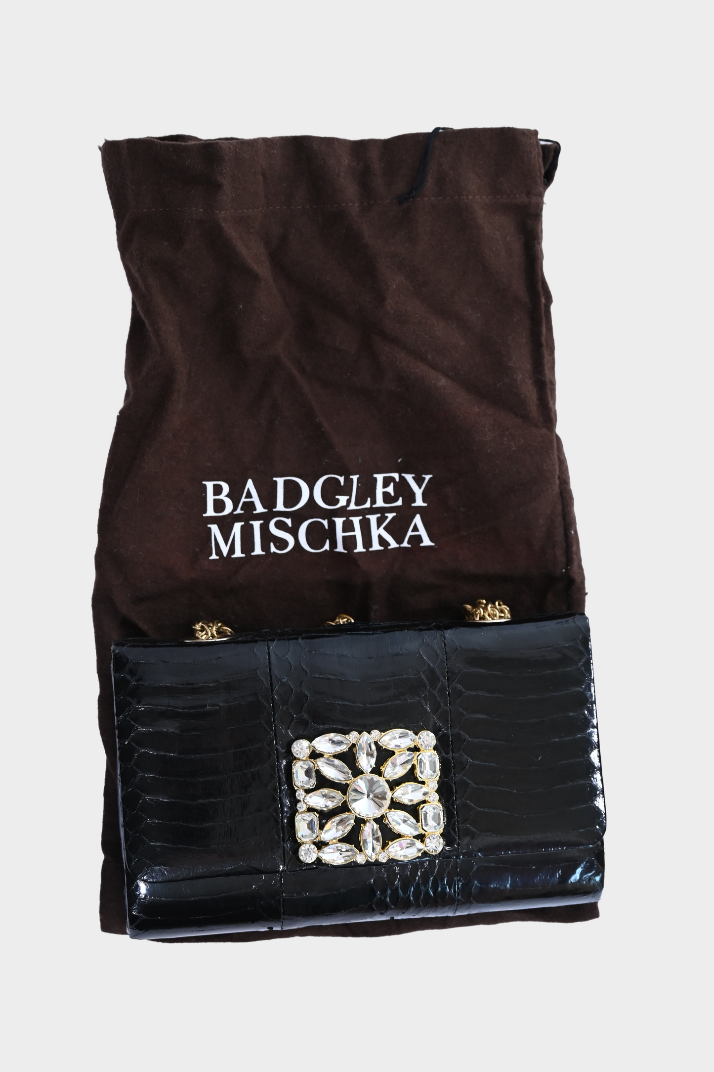 Vintage Badgley Mischka Genuine Python Crystal Embellished Evening Bag