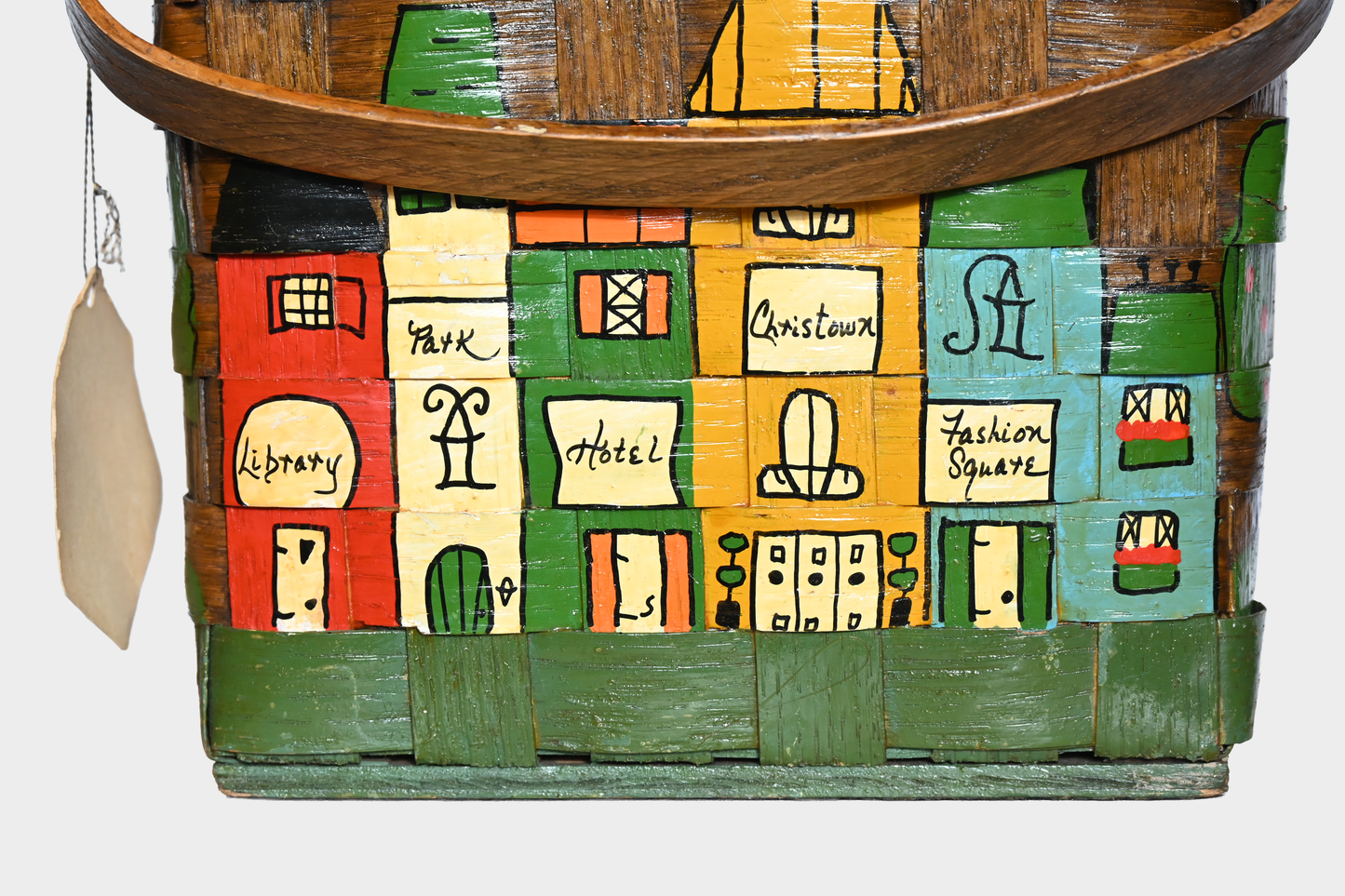 Vintage Caro-Nan Personalized “Leonard” Hand-Painted Basket Bag