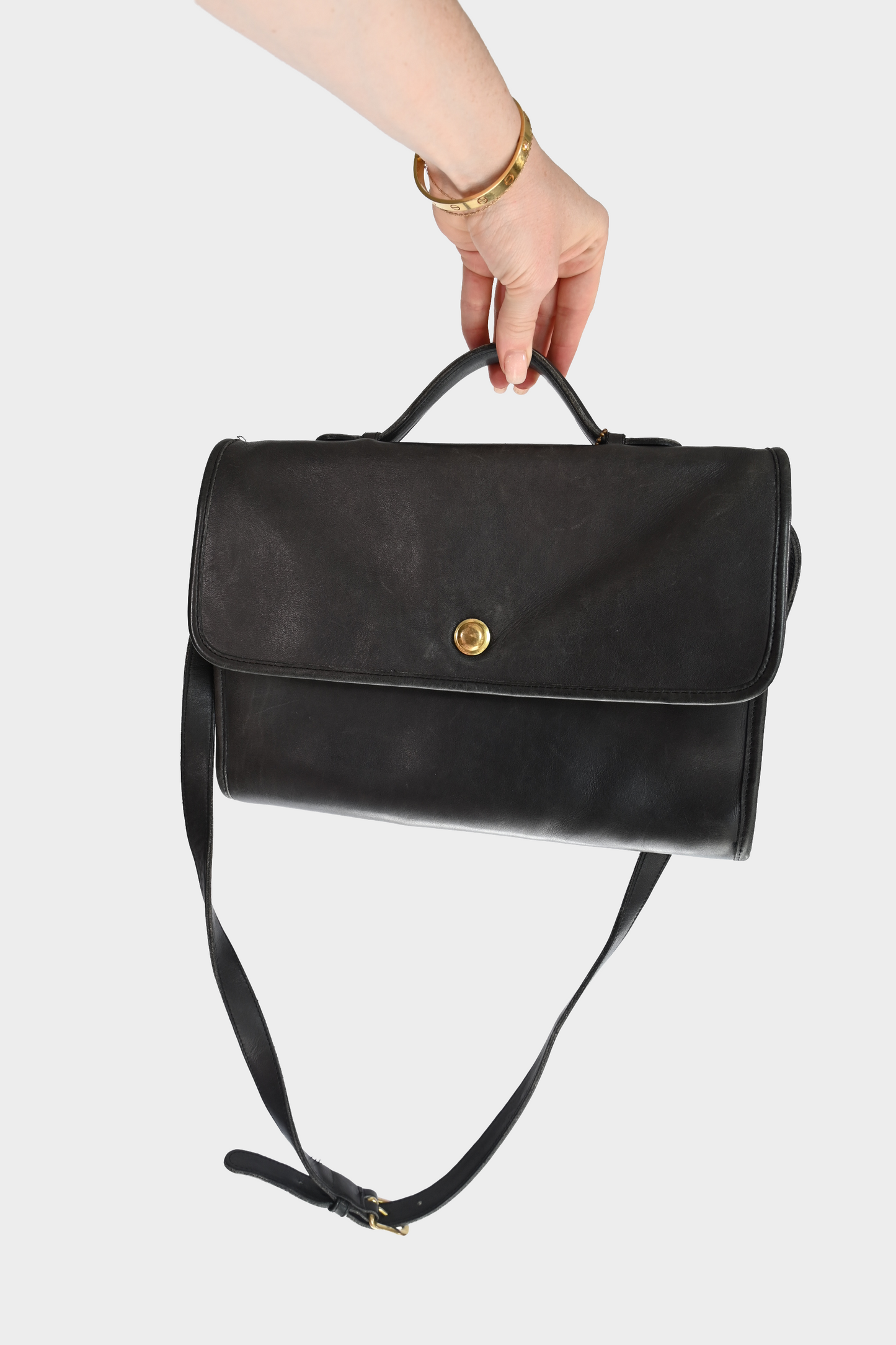 Vintage Coach Black Leather Top Handle Crossbody Bag Style 3128