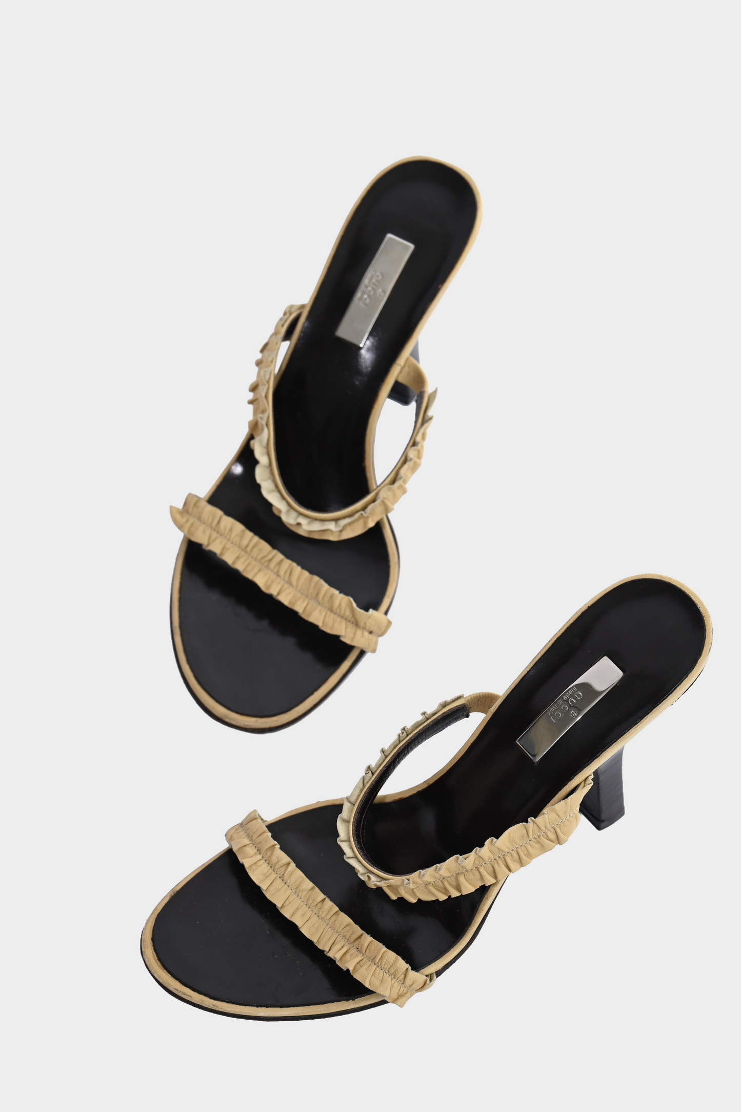 Gucci Ruched Leather Slide Sandals Size 36.5