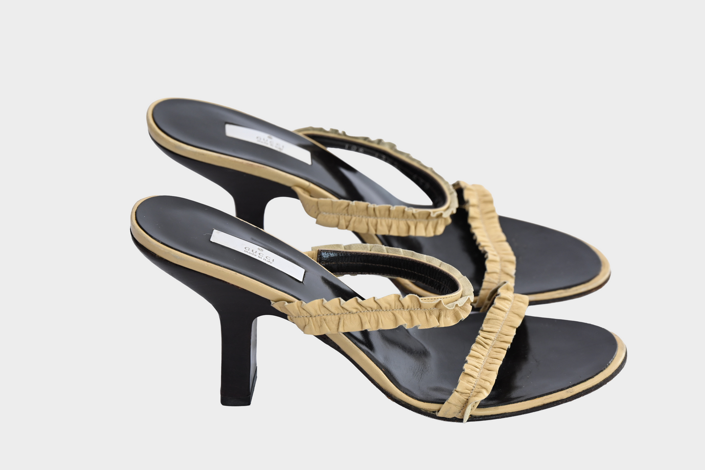 Gucci Ruched Leather Slide Sandals Size 36.5