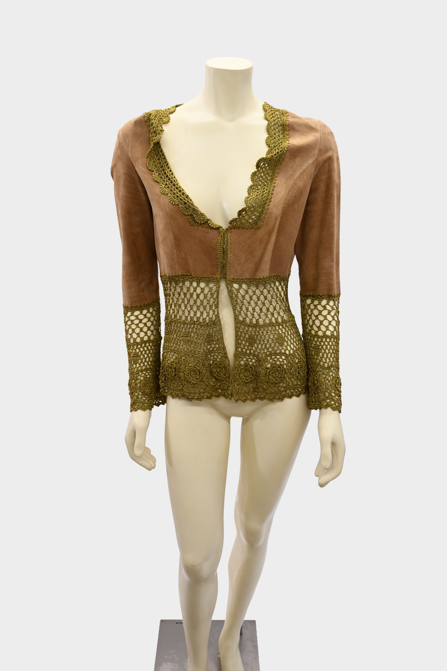 Vintage Suede & Lace Top