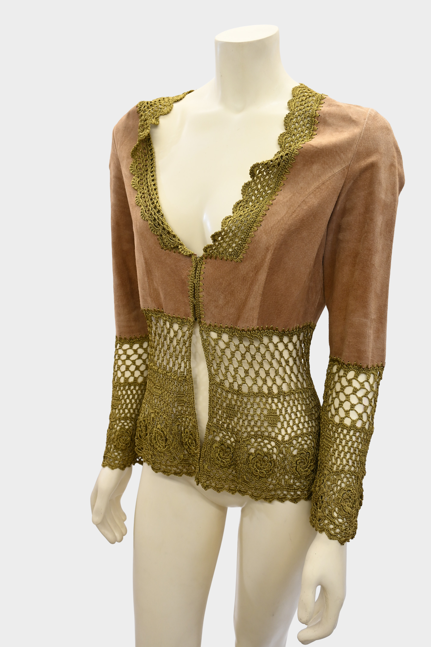 Vintage Suede & Lace Top