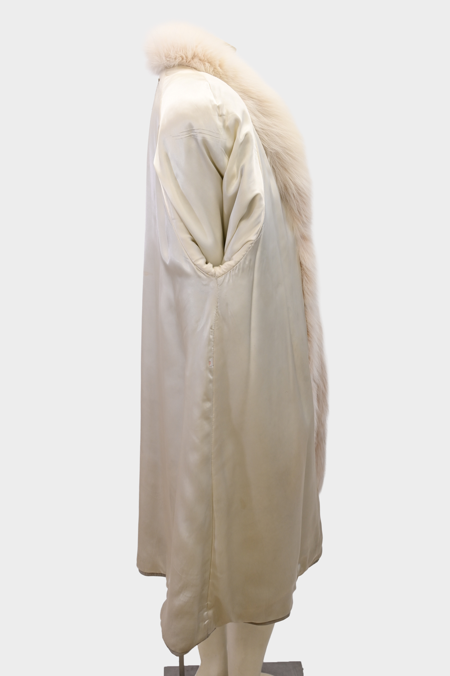 Taupe Leather Coat with Fox Fur Tuxedo Trim