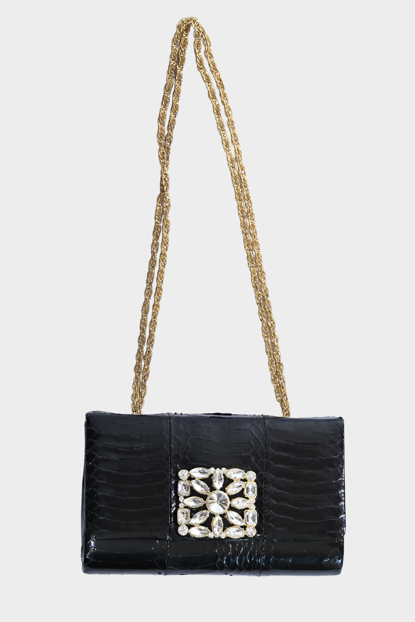 Vintage Badgley Mischka Genuine Python Crystal Embellished Evening Bag
