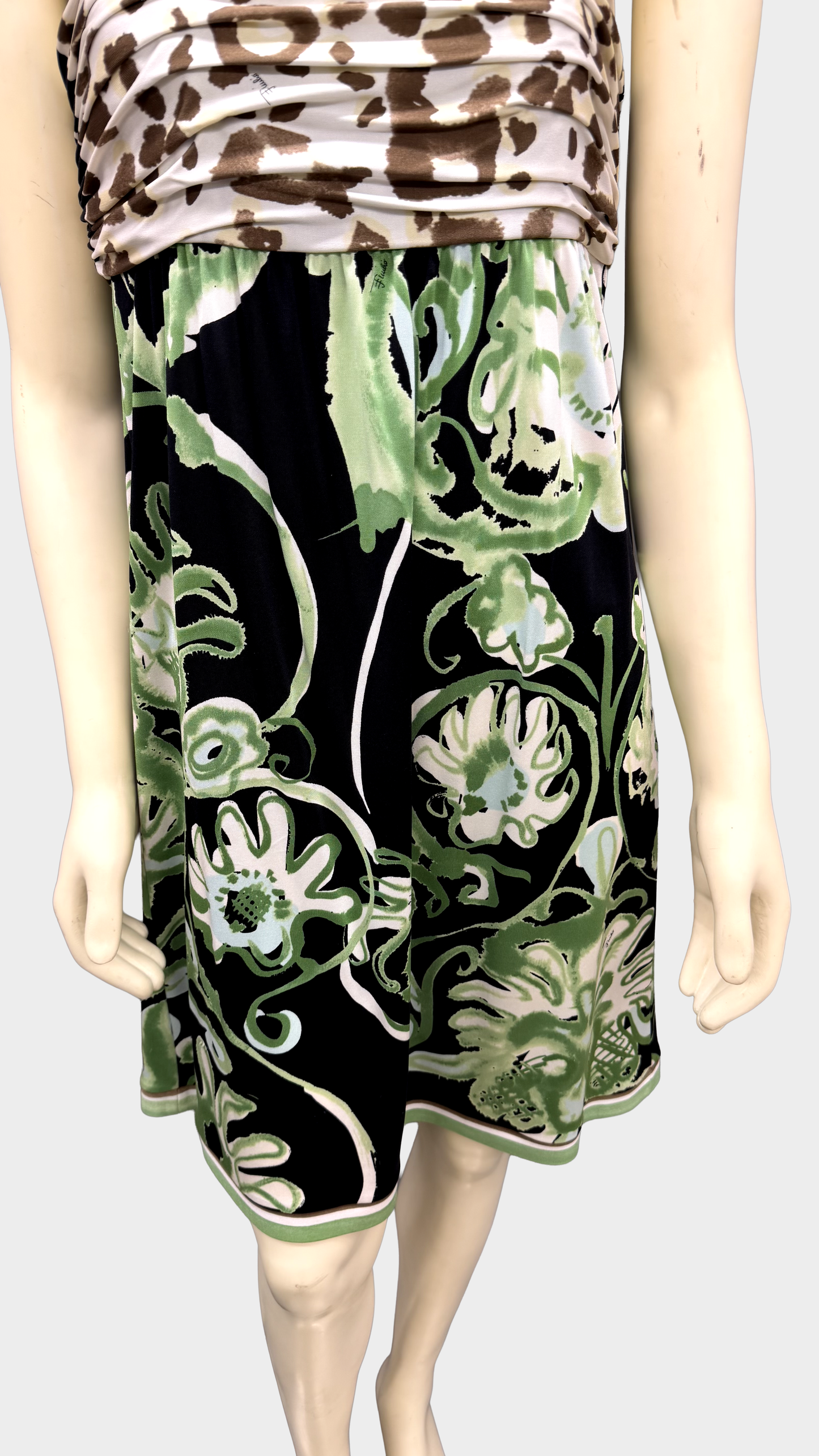 Emilio Pucci Leopard Floral Silk Dress