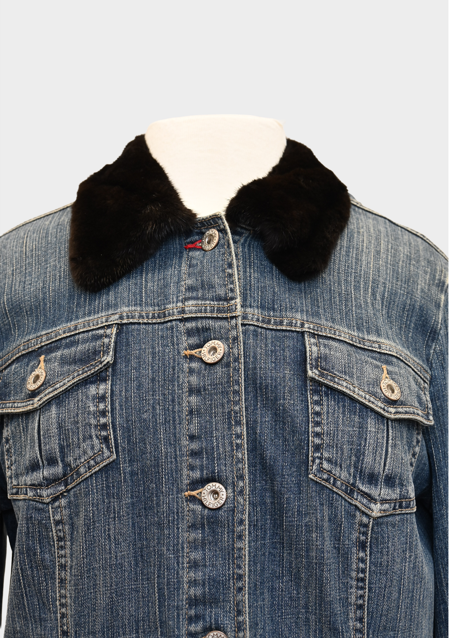 York Furrier Mink Trim Denim Jacket