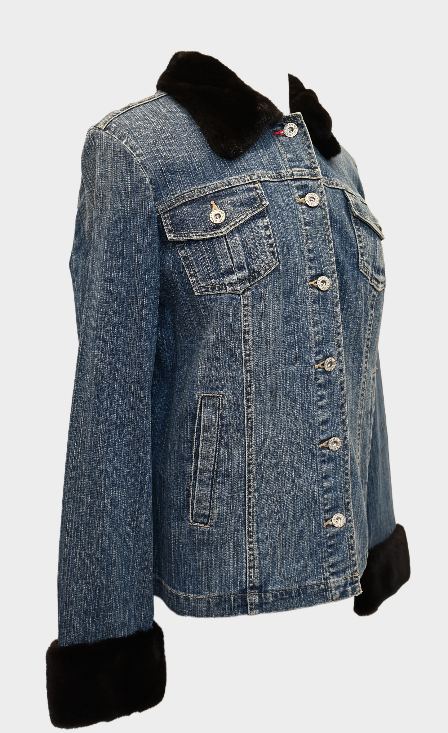 York Furrier Mink Trim Denim Jacket