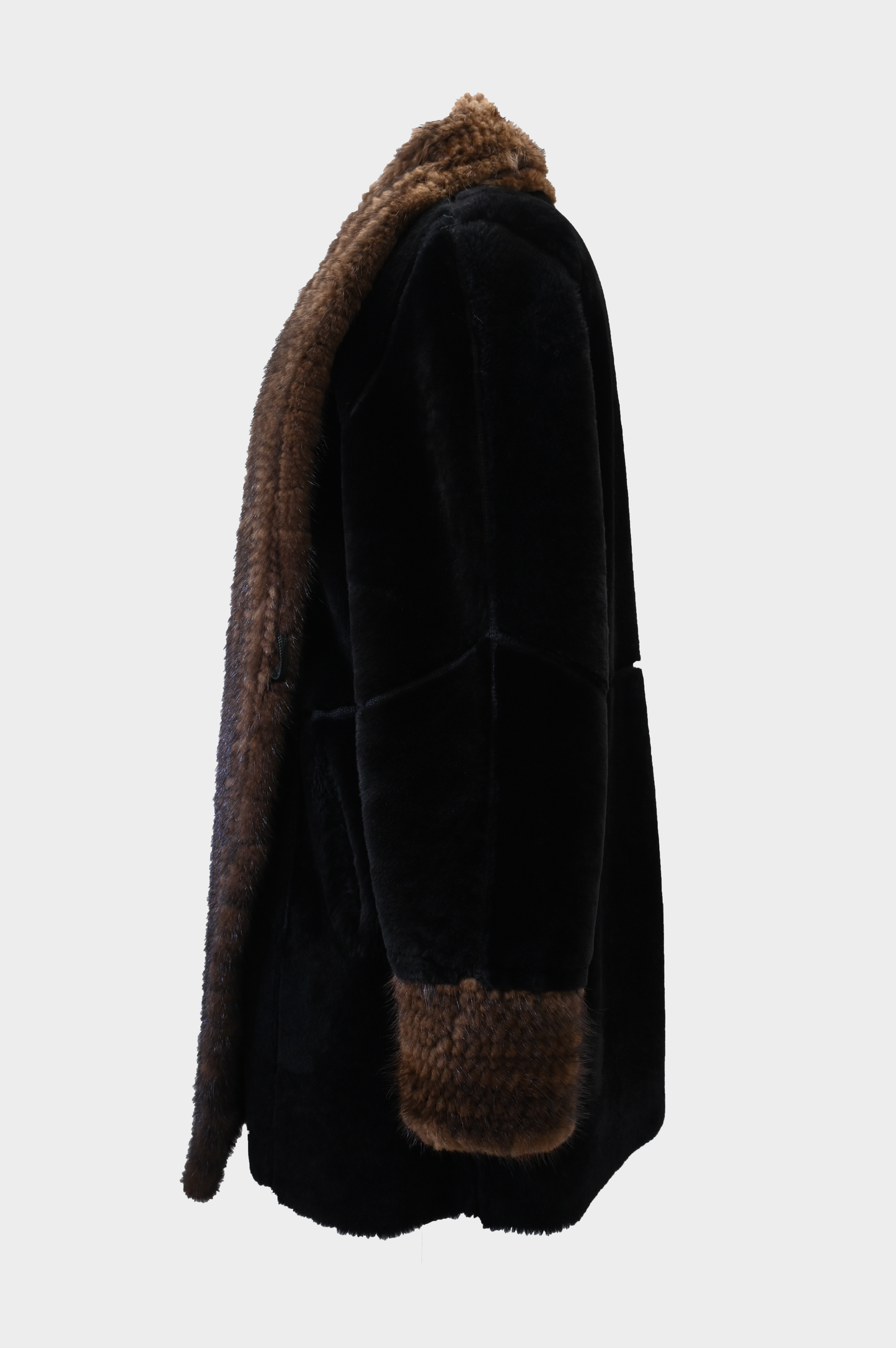 Sheepskin Leather and Mink Reversible Fur Coat