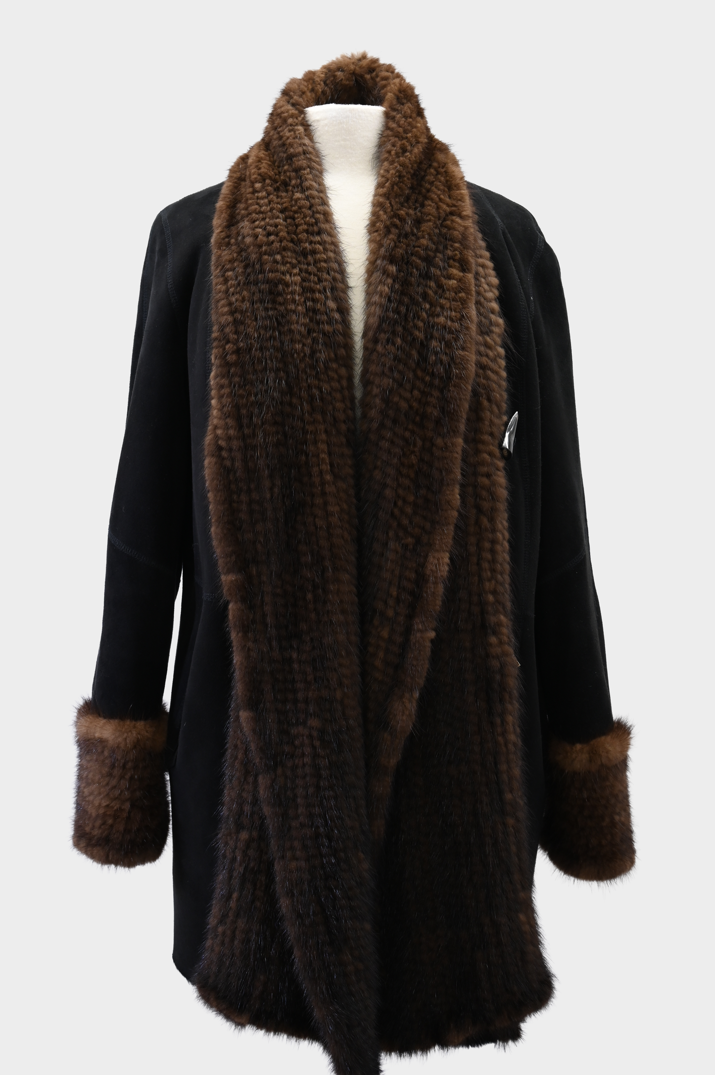 Sheepskin Leather and Mink Reversible Fur Coat