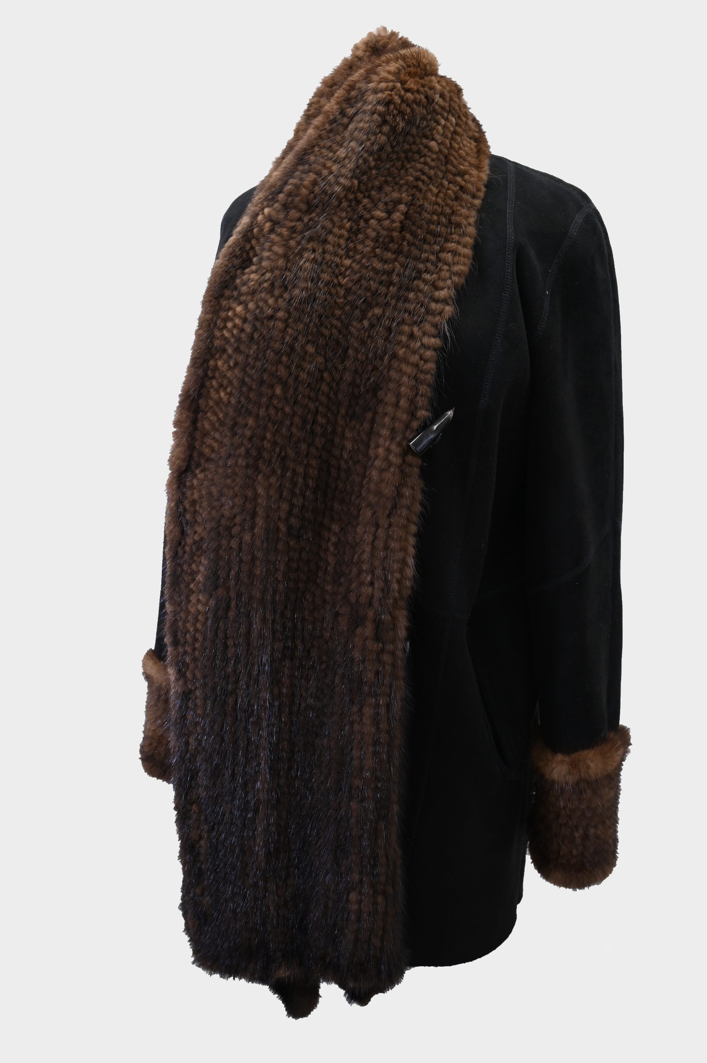 Sheepskin Leather and Mink Reversible Fur Coat