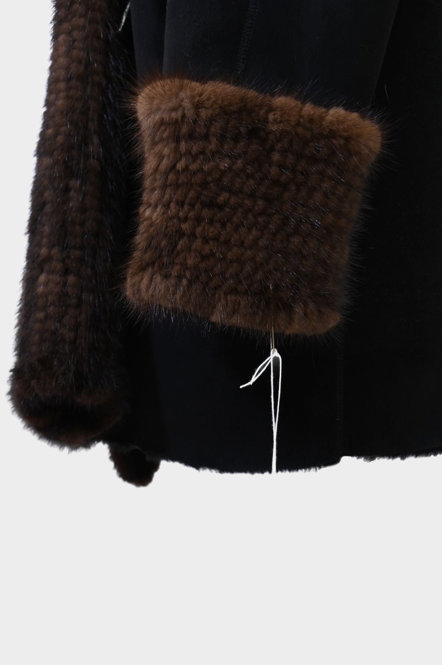 Sheepskin Leather and Mink Reversible Fur Coat