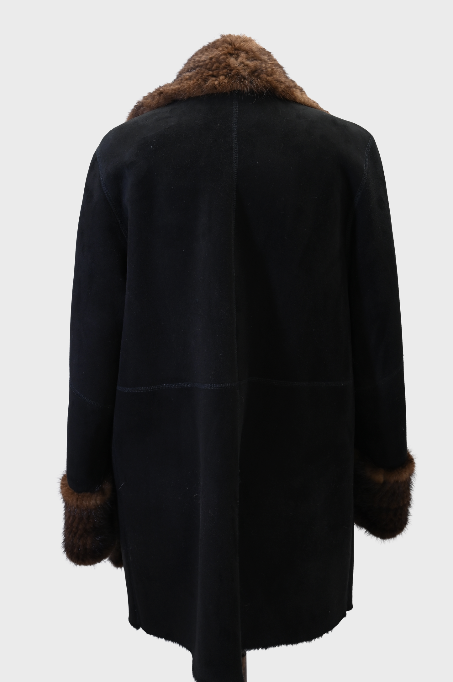 Sheepskin Leather and Mink Reversible Fur Coat