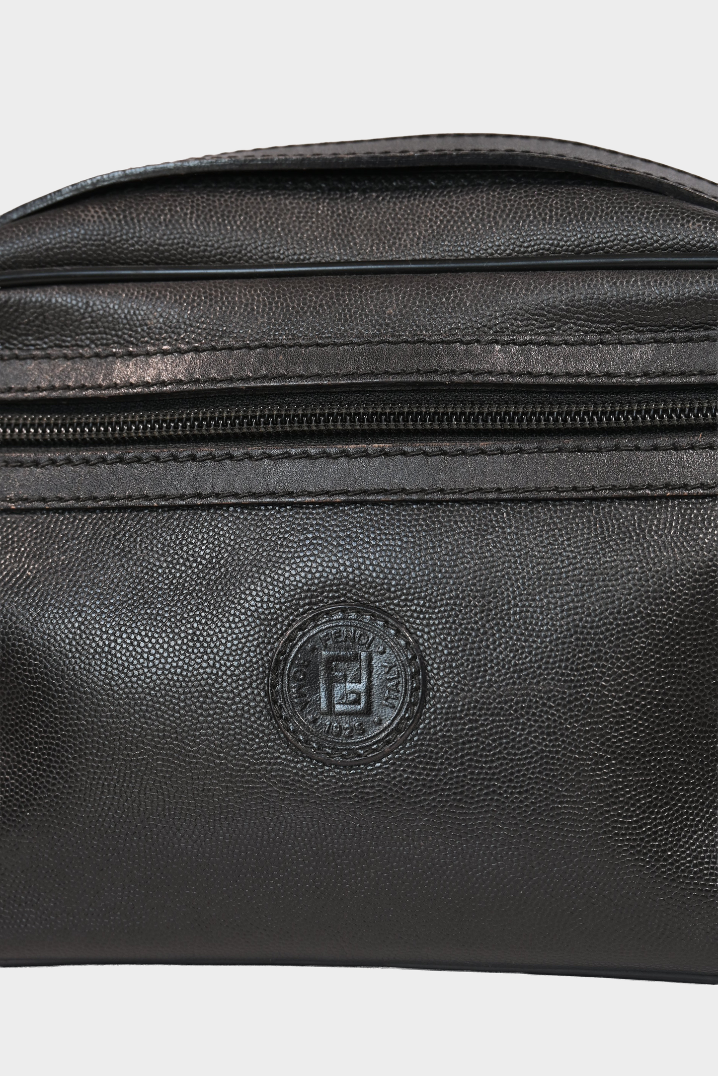 Vintage Fendi Black Pebbled Leather Crossbody Bag